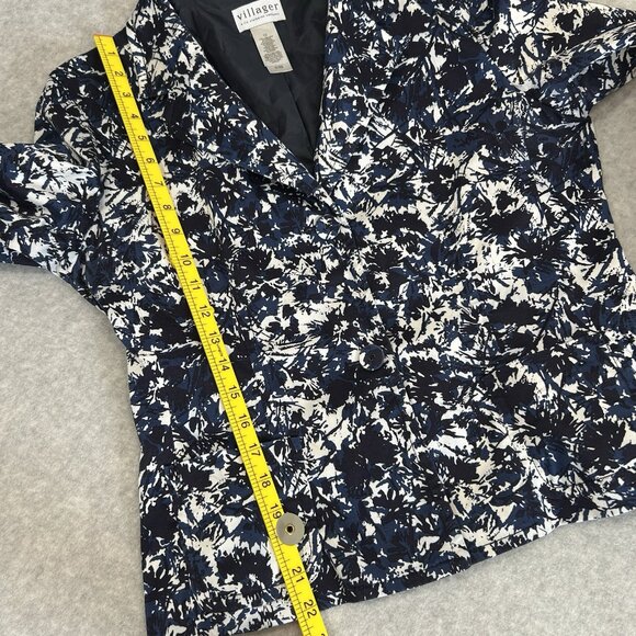 VINTAGE VILLAGER Liz Claiborne Womens Blazer Sz 12 Geometric Floral Stretch Y2K - Picture 7 of 10